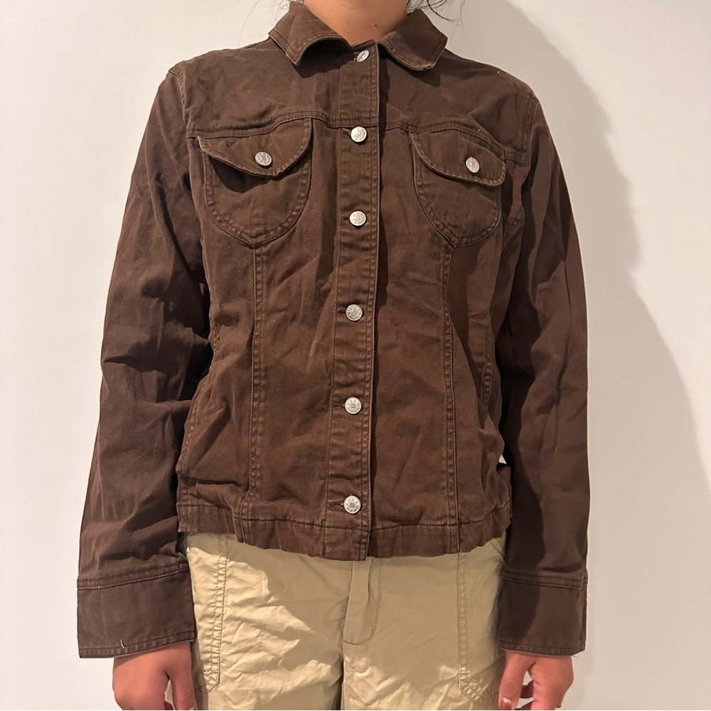 Brown Denim Jacket with Button Details